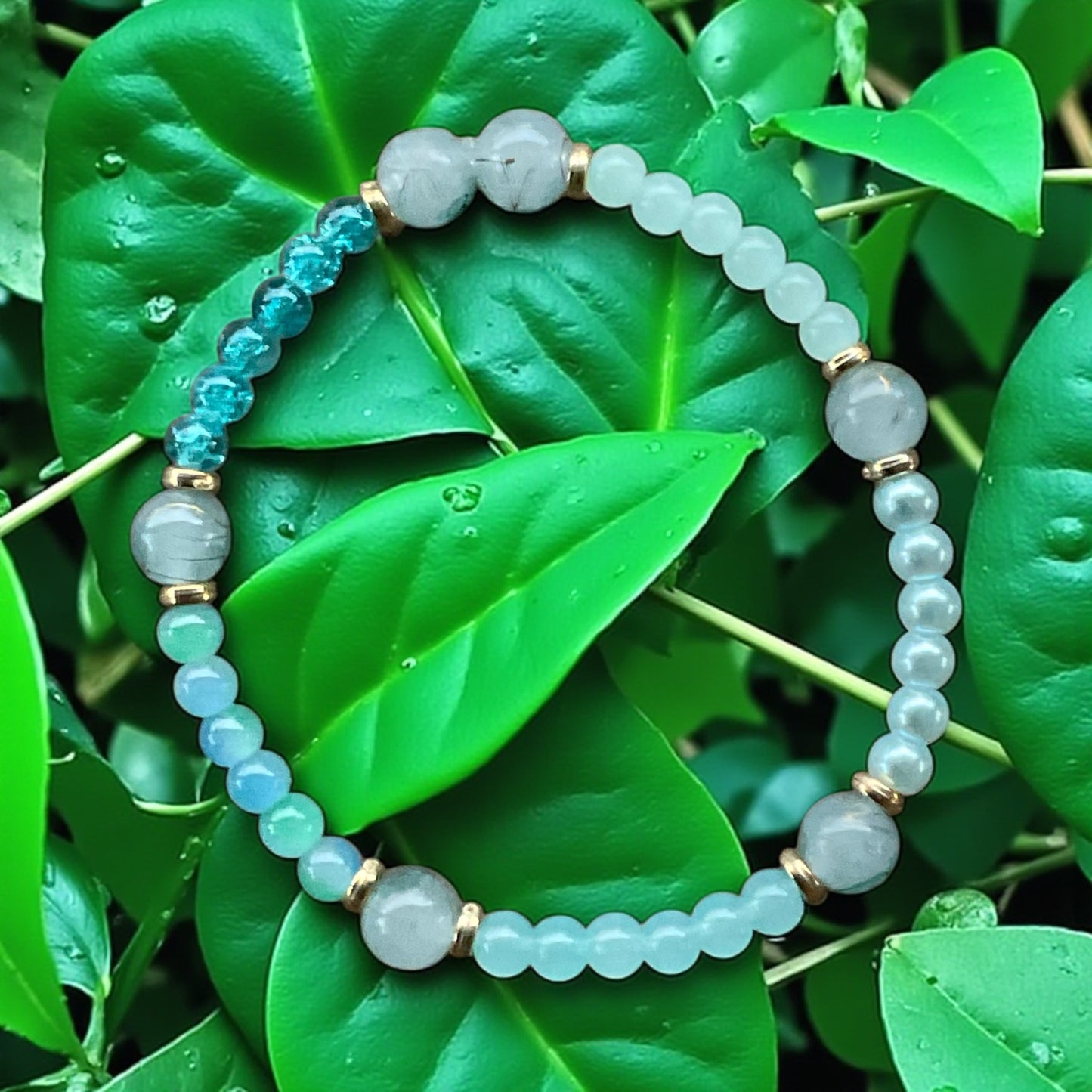 Rainforest Dew Glass Beaded Anklet