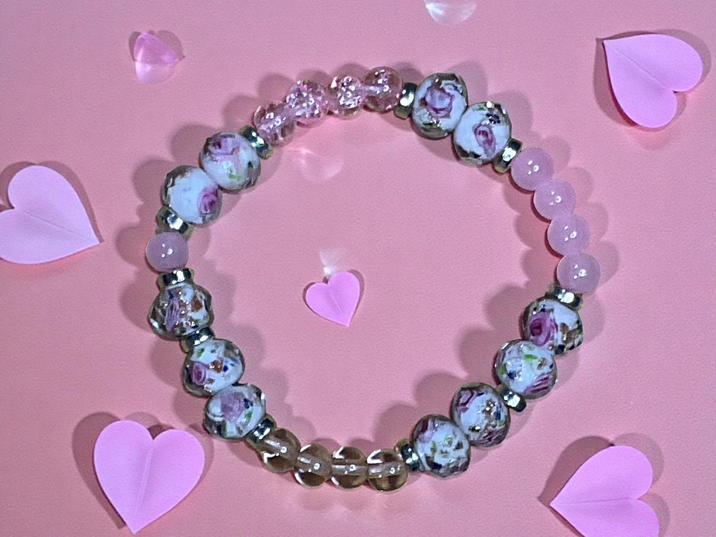 Pink Glass Bead Bracelet