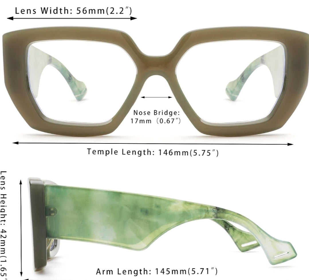 Oversized Geometric Thick Fashion Glasses