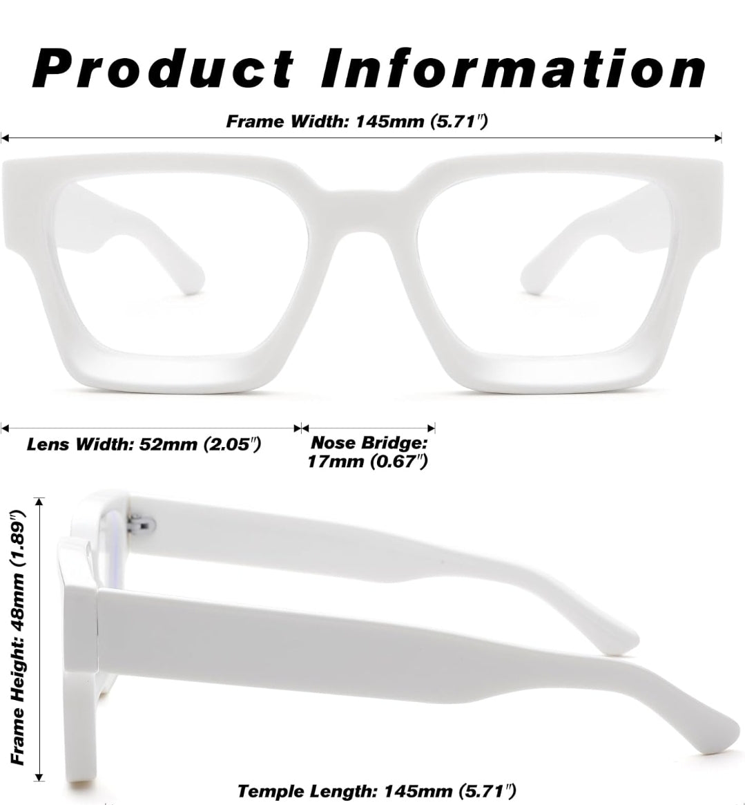 White Square Fashion Glasses