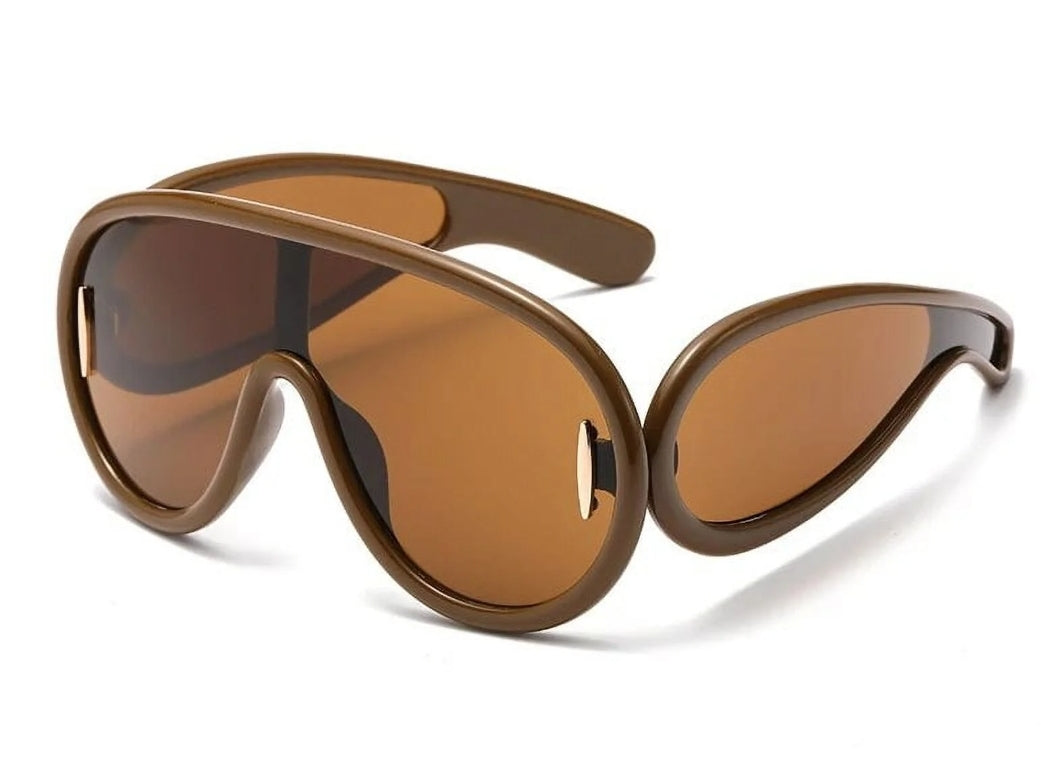 Brown Oversized Aviator Sunglasses