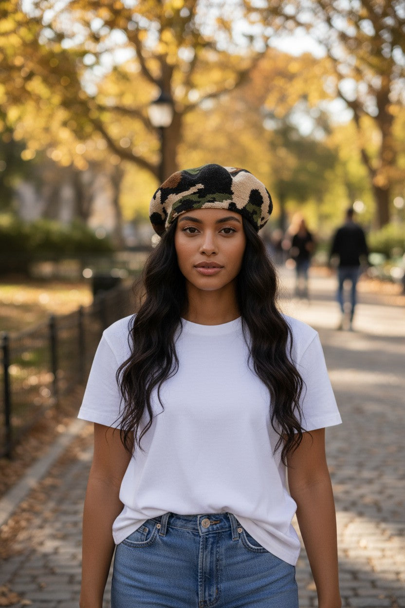 Camo Knit Beret