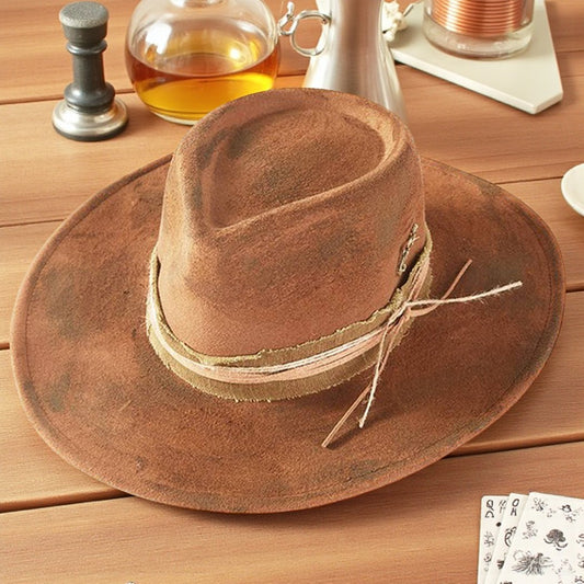 Vintage Versatile Shapeable Fedora Hat W/Distressing
