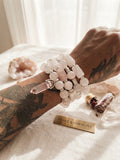 The Serenity Rose Quartz Stack | 4-Piece Handcrafted Beaded Bracelet Set