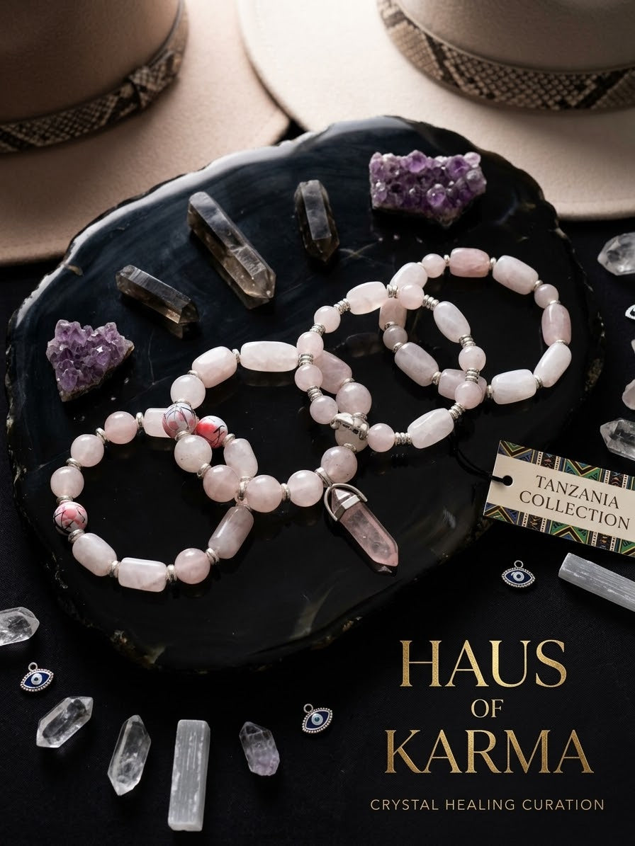 The Serenity Rose Quartz Stack | 4-Piece Handcrafted Beaded Bracelet Set