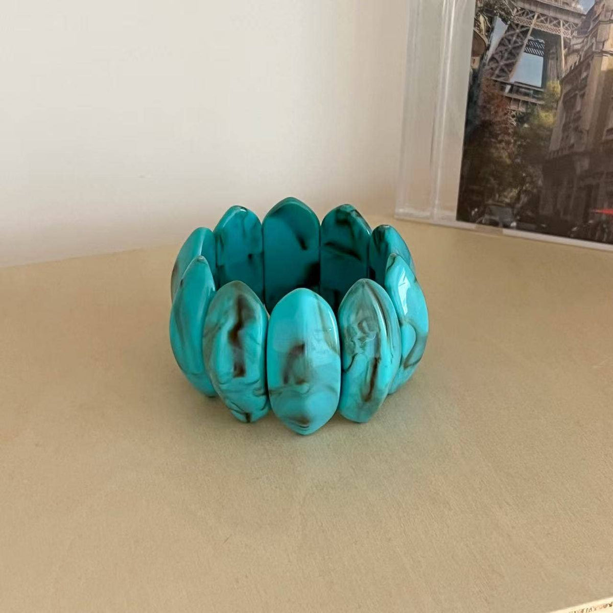 Elastic Resin Cuff Oval Acrylic Polymer Adjustable S5P069