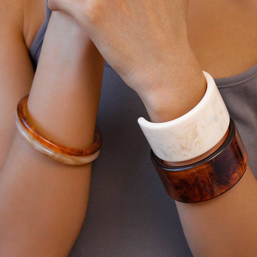 Iridescent Resin Geometric Open Cuff Bangle N6F283