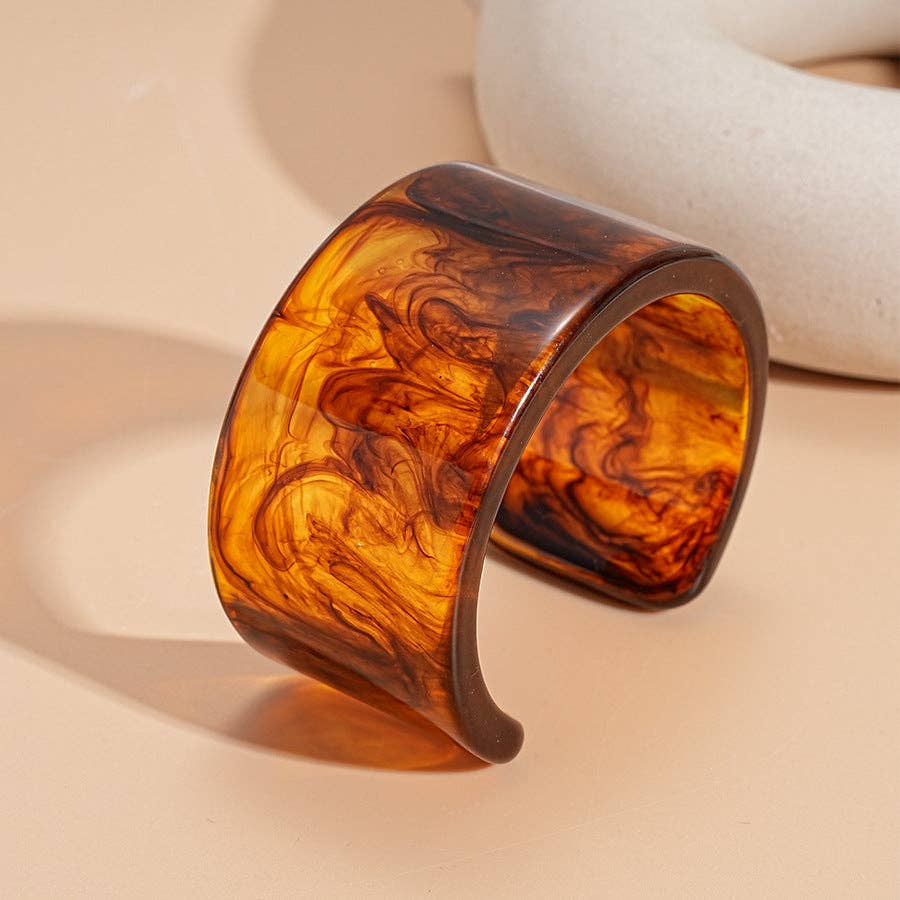 Iridescent Resin Geometric Open Cuff Bangle N6F283