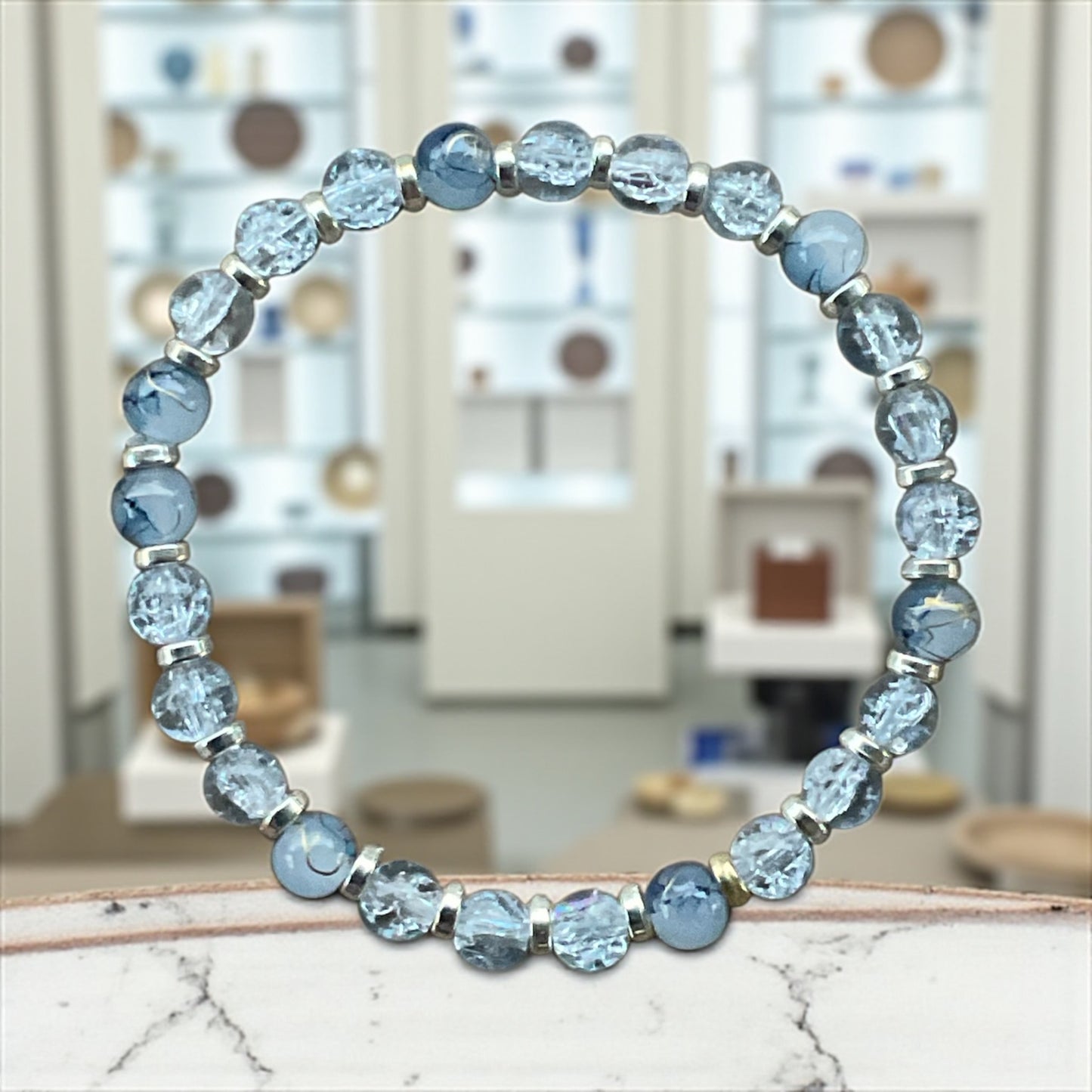 Whisper Blue Glass Beaded Anklet