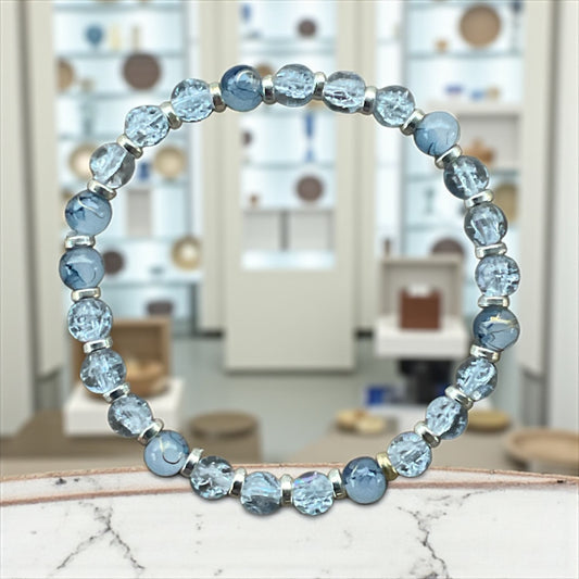 Whisper Blue Glass Beaded Anklet