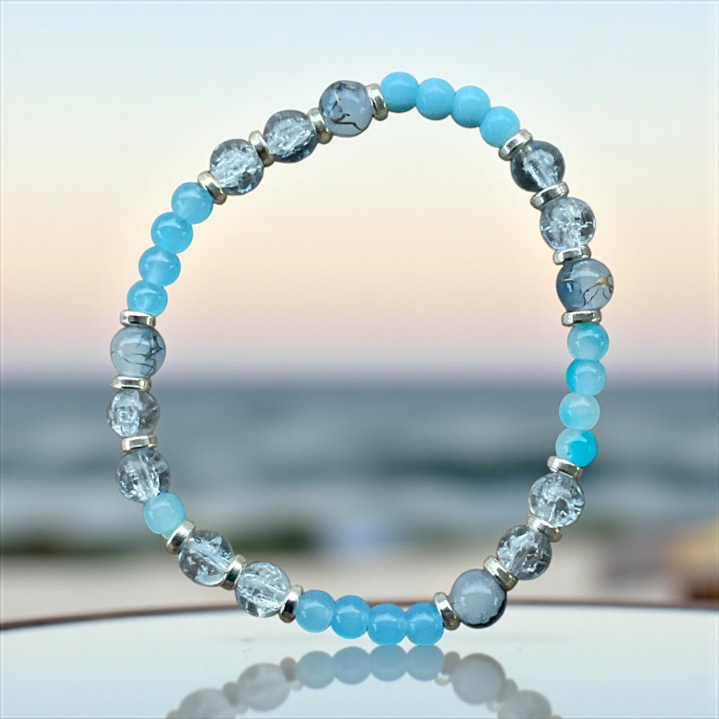 Seafoam Sunset Glass Beaded Anklet