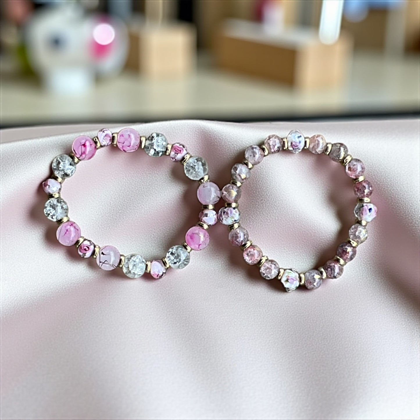 Cracked Ice and Lilac Bracelet Set