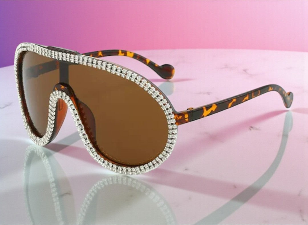 Oversized Blinged Out Aviator Sunglasses