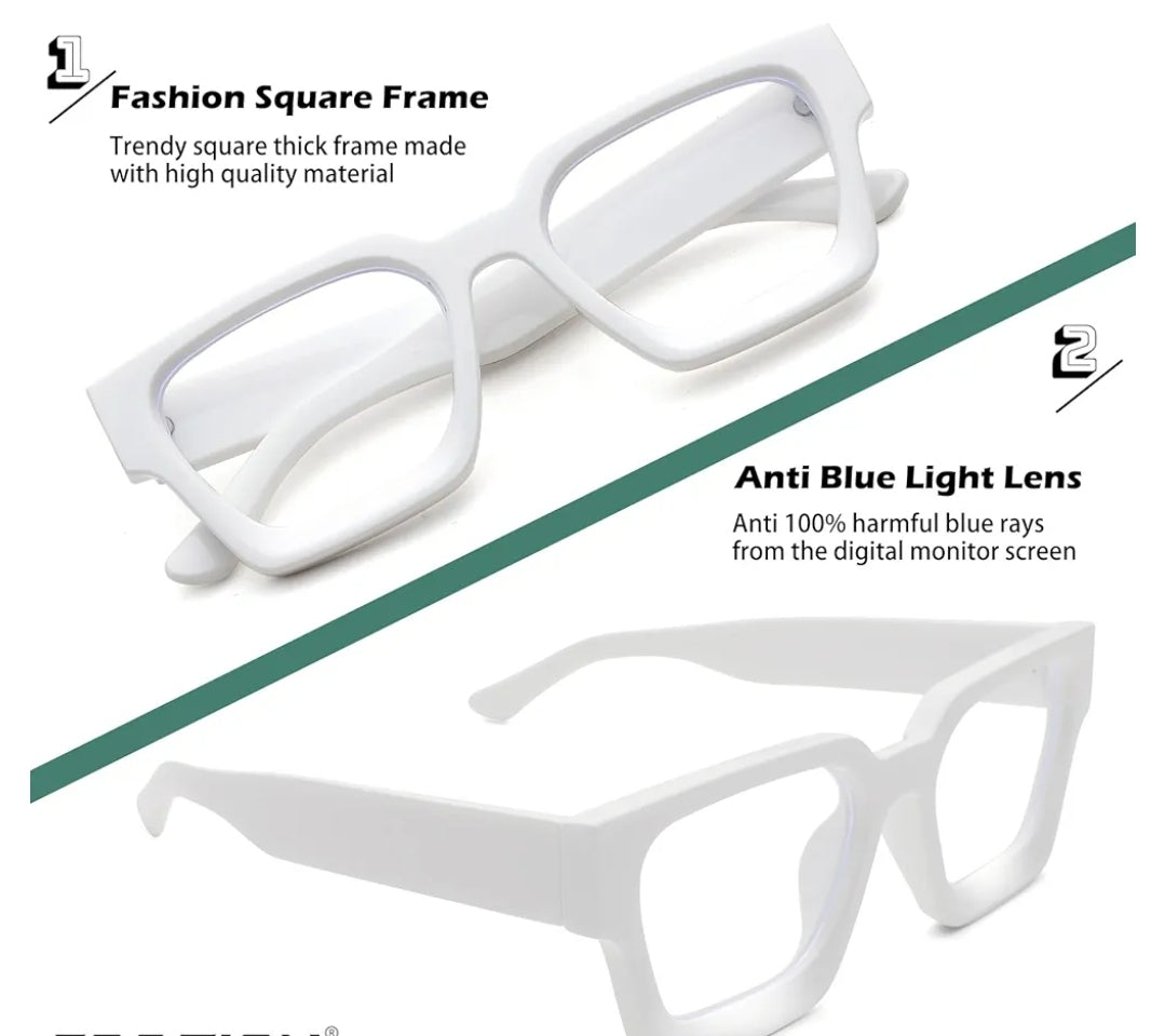 White Square Fashion Glasses