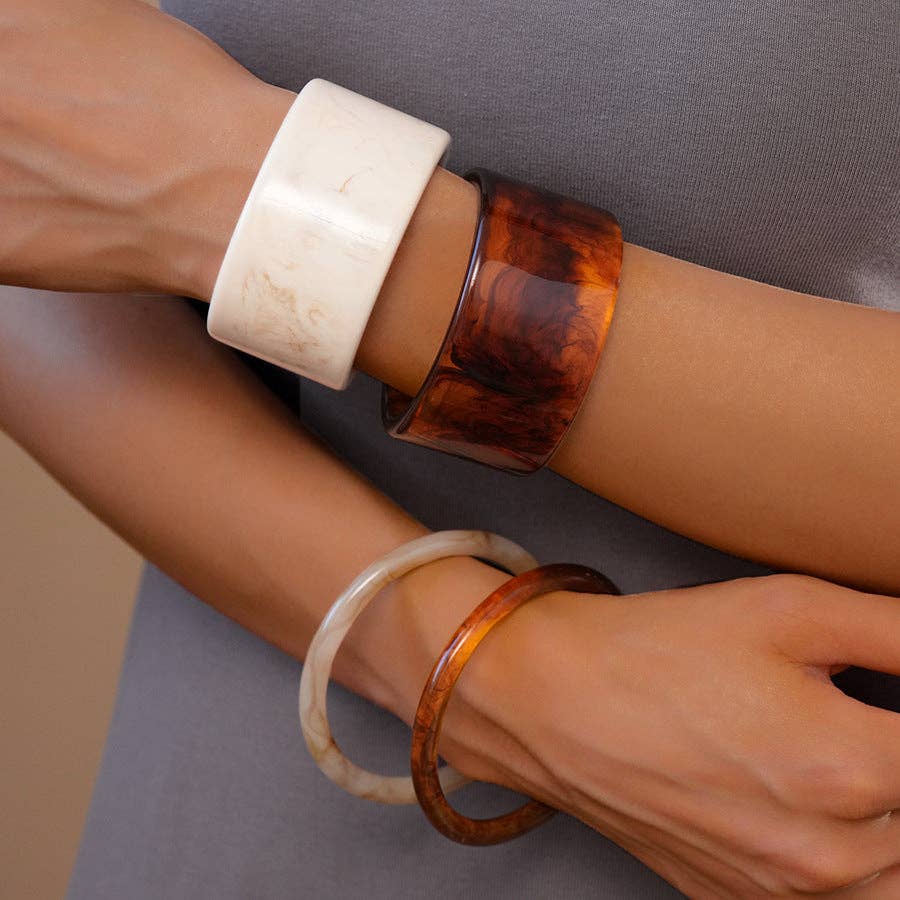 Iridescent Resin Geometric Open Cuff Bangle N6F283