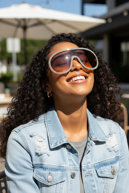 Oversized Blinged Out Aviator Sunglasses