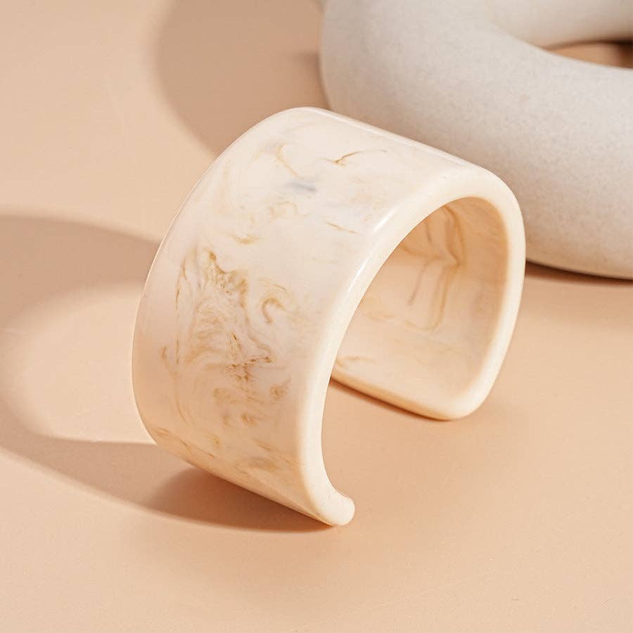 Iridescent Resin Geometric Open Cuff Bangle N6F283