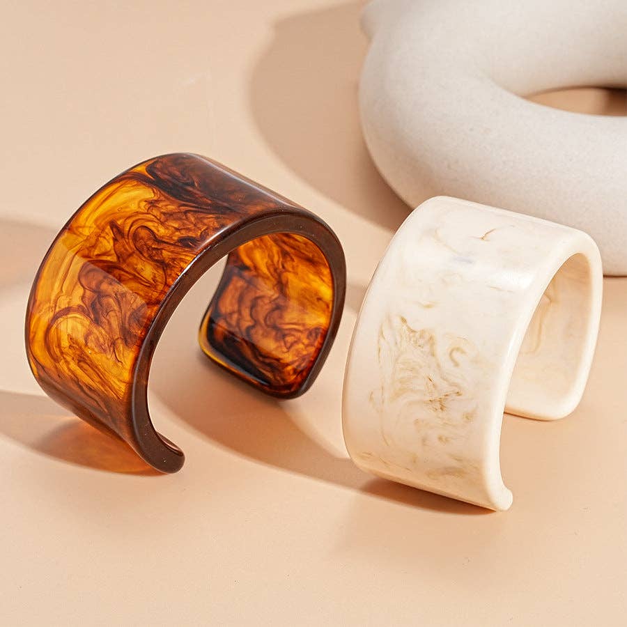 Iridescent Resin Geometric Open Cuff Bangle N6F283