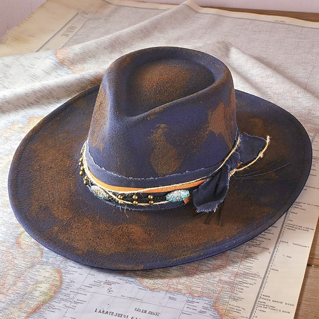 Vintage Versatile Shapeable Fedora Hat W/Distressing
