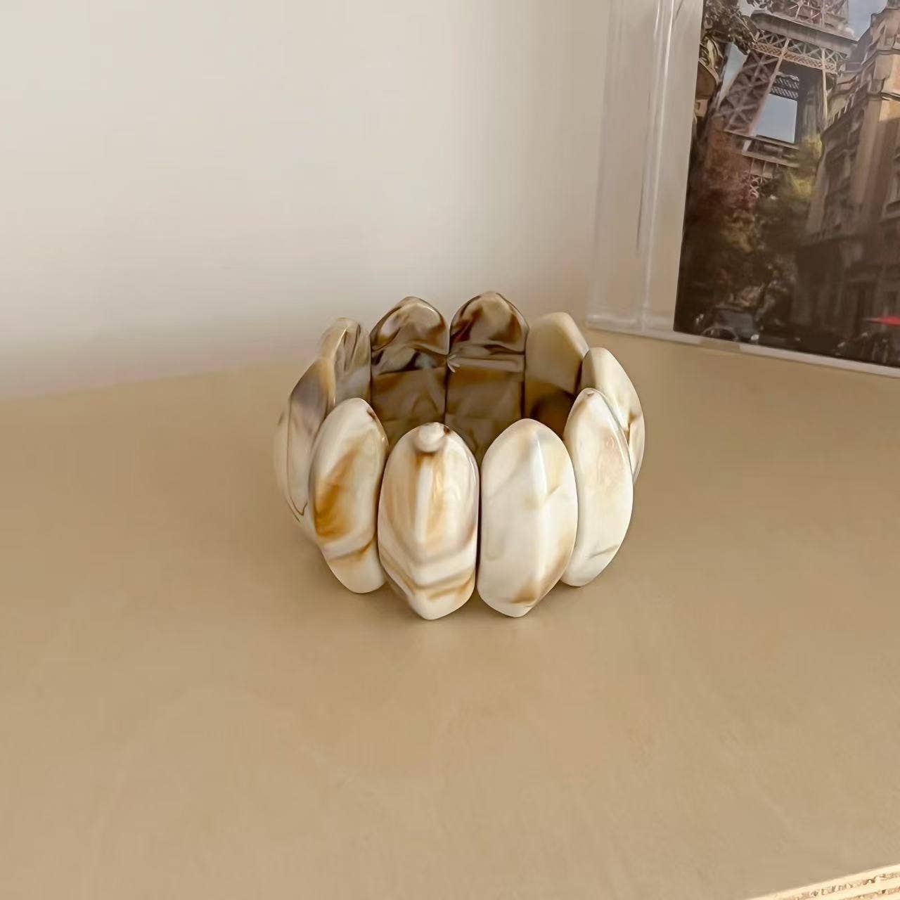 Elastic Resin Cuff Oval Acrylic Polymer Adjustable S5P069
