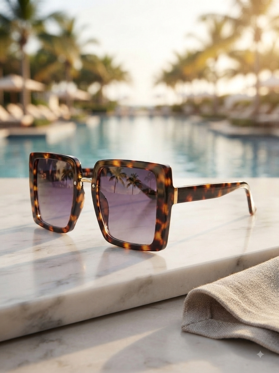 The 'Riviera' Oversized Square Tortoiseshell Sunglasses - Gradient Lens
