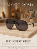 Haus Of Karma 'ECLIPSE' Oversized Rimless Shield Sunglasses - Dark Lens