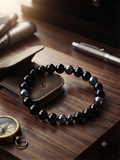 Haus of Karma Black Onyx & Hematite Beaded Bracelet