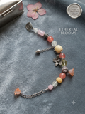 Ethereal Blooms Beaded Charm Bracelet | Handmade Floral & Silver Accessory