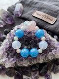 Kids' Iridescent Crystal Heart & Blue Bubble Stretch Bracelet – Haus Of Karma