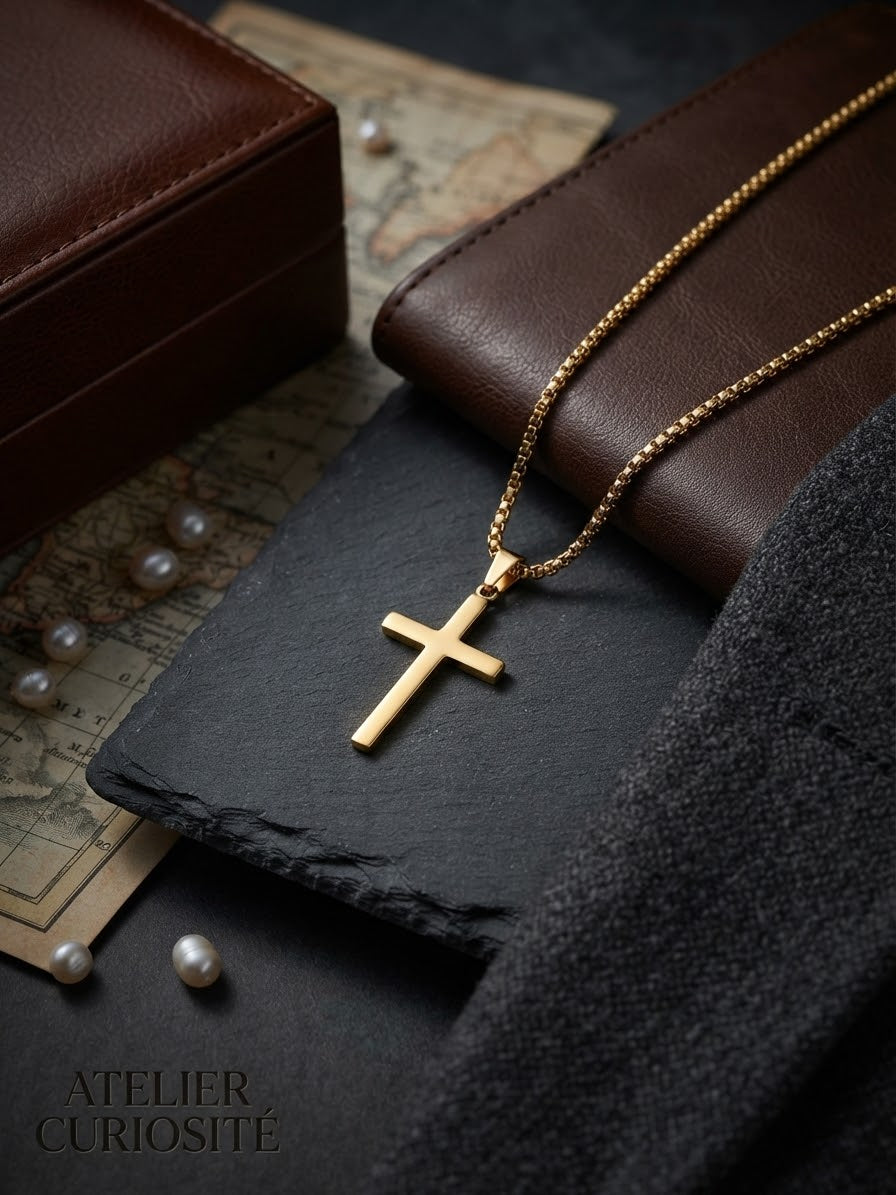 Haus of Karma Classic Gold Cross Pendant Necklace