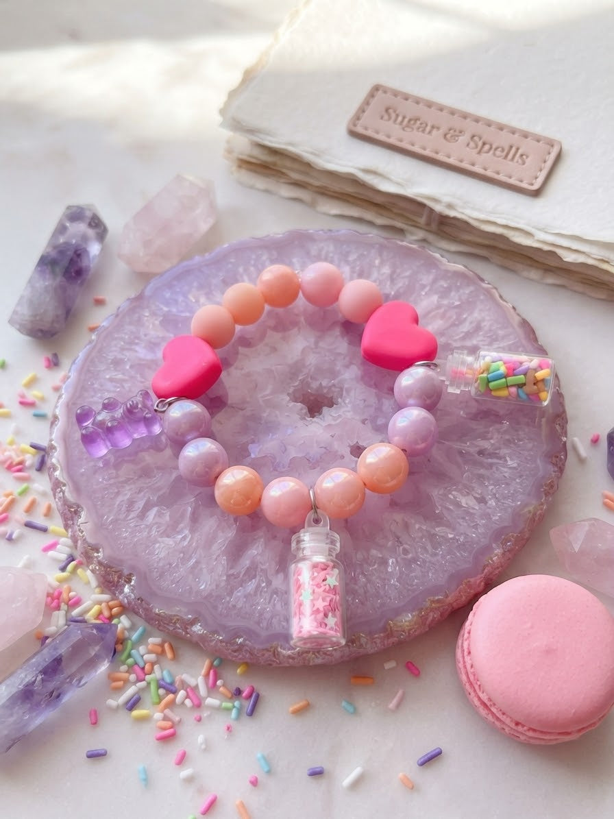 Kids' Gummy Bear & Sprinkle Jar Charm Stretch Bracelet – Haus Of Karma
