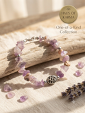 Natural Amethyst Chip Bead Bracelet with Silver Filigree Accent Charm