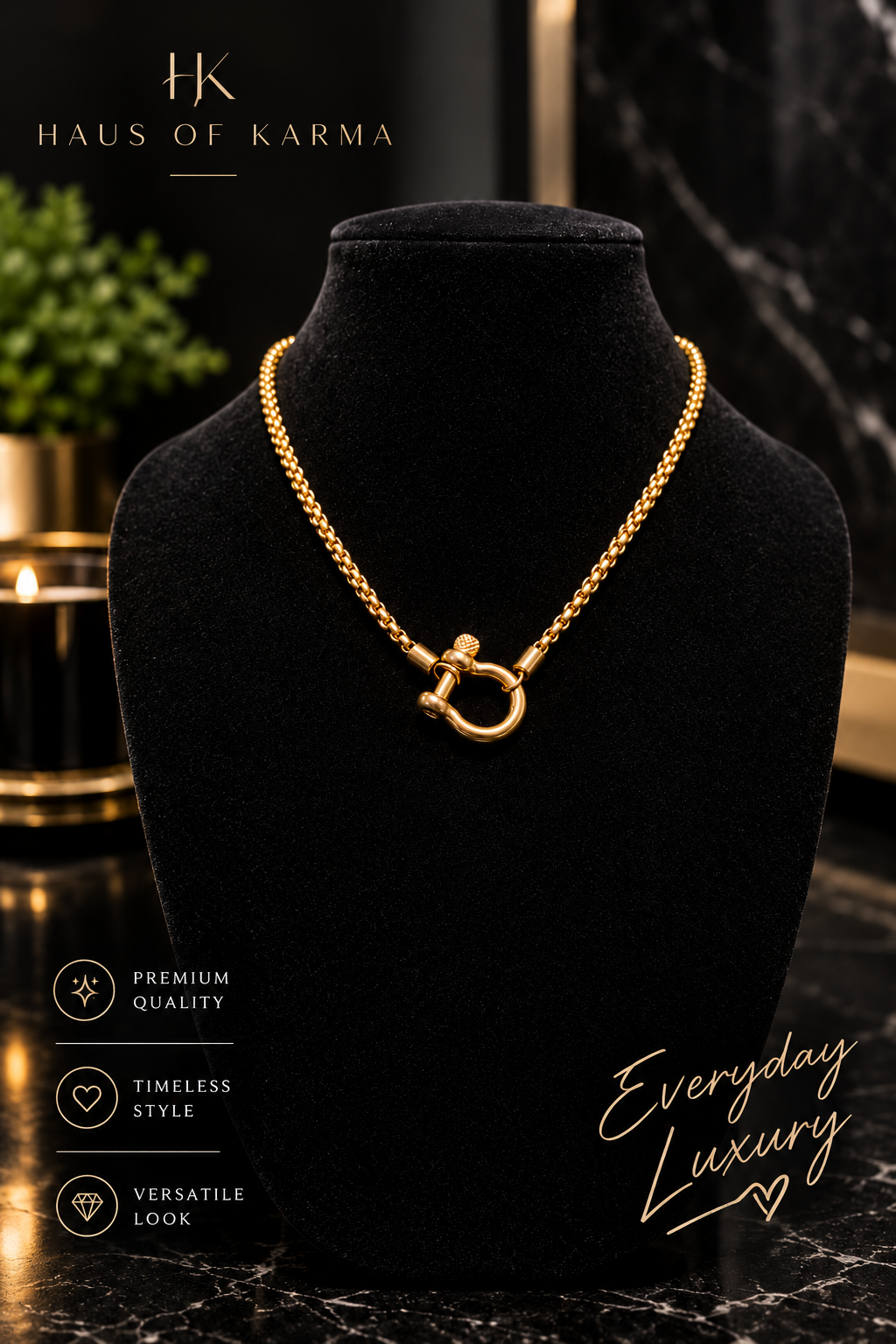 Gold-Tone Stainless Steel Horse Bit Link Necklace