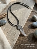 Antique Silver Feather Wing Necklace