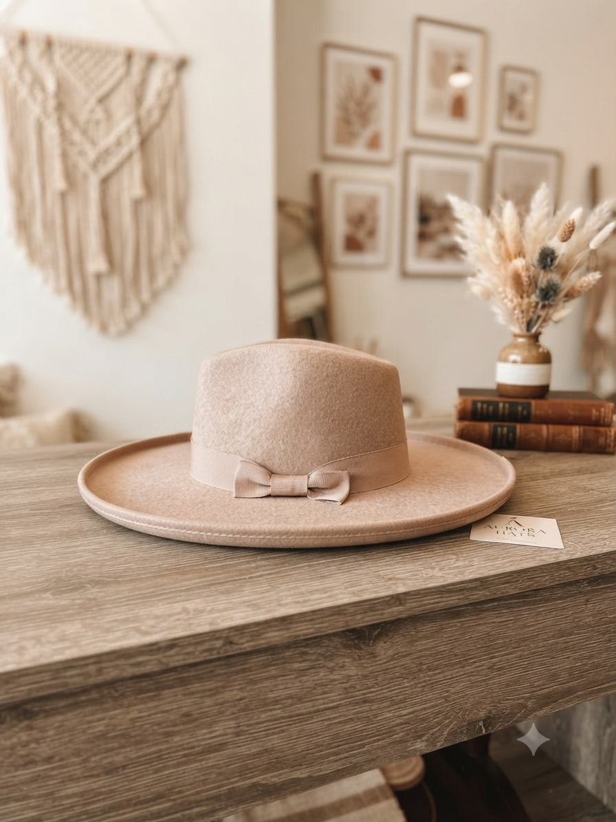 The Minimalist Luxe Fedora – Soft Nude / Classic Ribbon