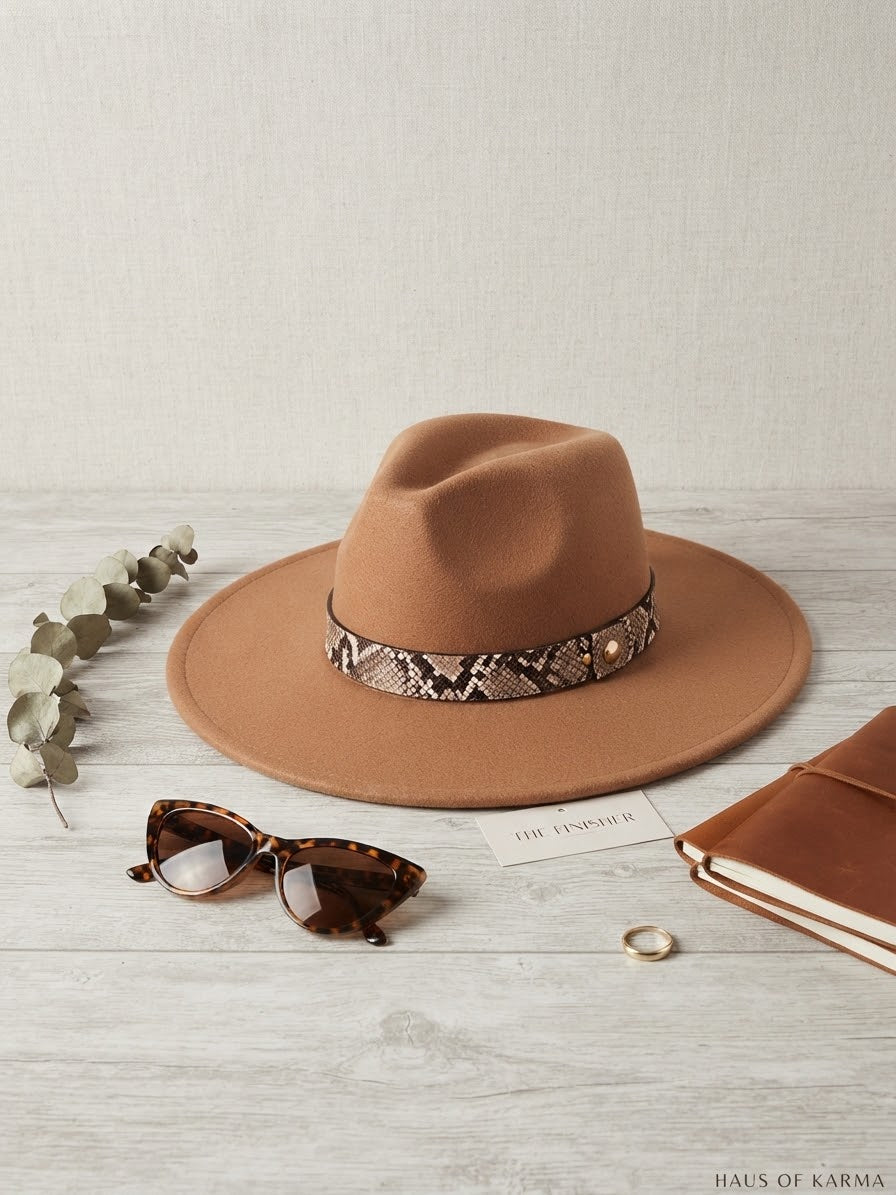 The Serpent Luxe Fedora – Mocha / Snakeskin