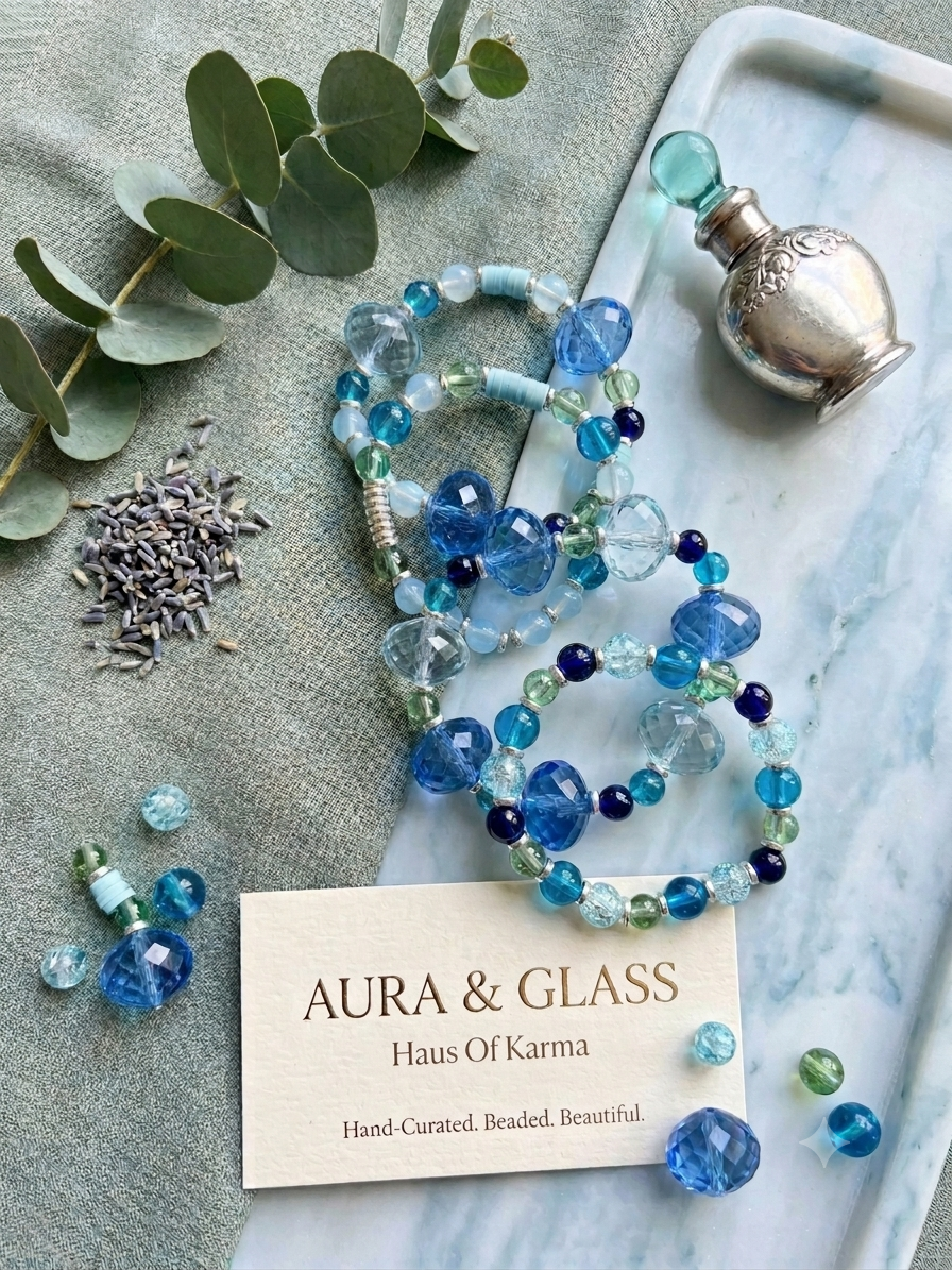 Sea Glass & Aqua Layered Bracelet Set