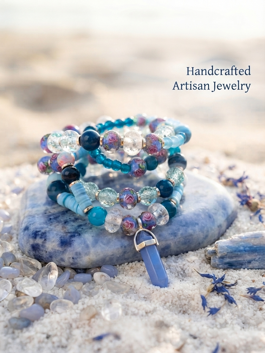 Haus of Karma Ocean Bloom Beaded Bracelet Stack