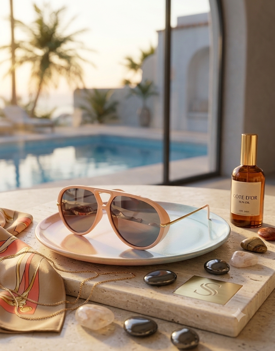 Blush Pink Retro Aviator Sunglasses | Smokey Tint Lenses