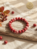 Glossy Crimson Ceramic Beaded Stretch Bracelet