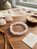Raw Rose Quartz Crystal Chip Stretch Bracelet