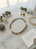 Tiger’s Eye Beaded Anklet – Earthy Boho Ankle Bracelet with Coin Charm