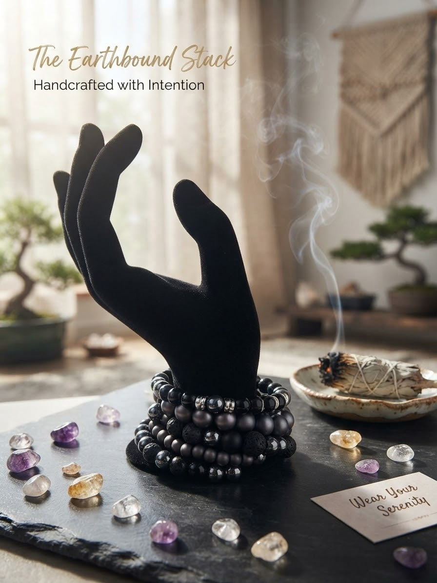 The Obsidian & Hematite Bracelet 5 Stack | Haus Of Karma