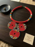 Handcrafted Maasai Beaded Triple Disc Statement Necklace
