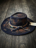 Styline Vintage Style Navy & Copper Fedora with Turquoise Accent