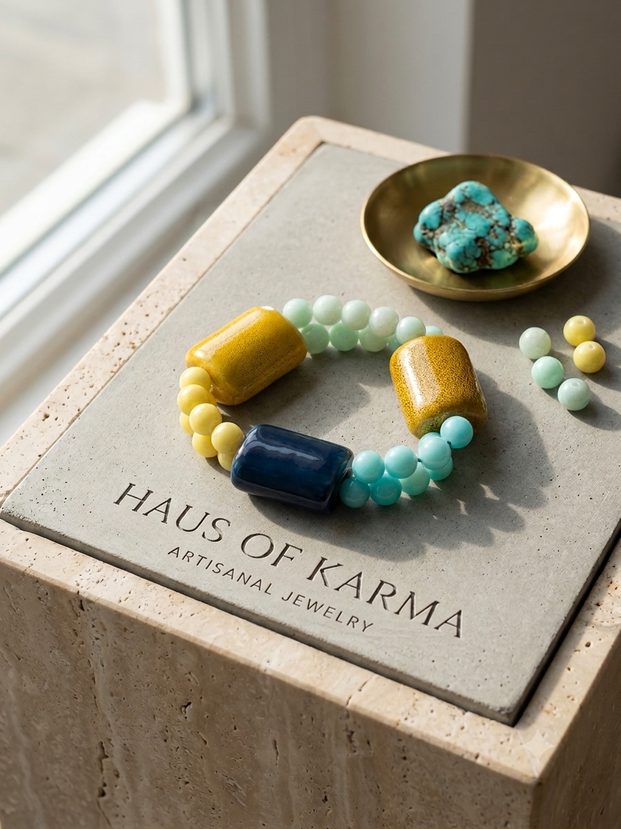 Sunburst & Sea Chunky Beaded Statement Bracelet