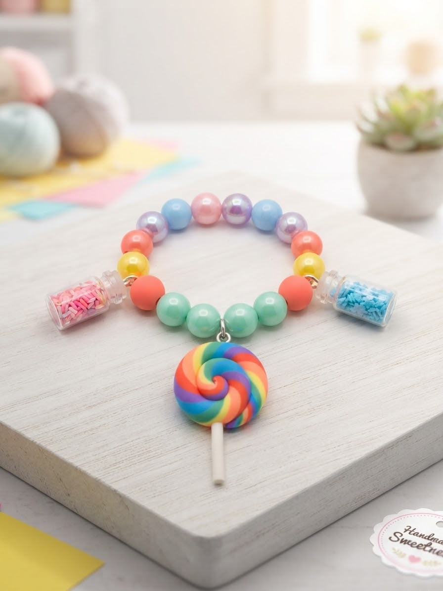 Sweet Treats Lollipop Beaded Bracelet | Kids' Handcrafted Novelty Jewelry