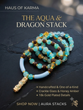 Handcrafted Aqua Glass & Gold Dragon Charm Bracelet Set