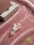 Crystal Butterfly & Heart Phone Charm | Iridescent Beaded Accessory