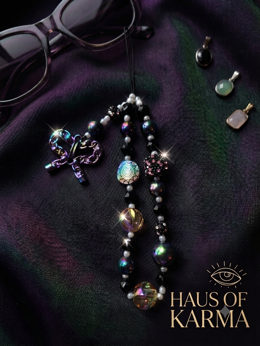 IRIDESCENT IRIS Beaded Phone Charm | Handmade Phone Accessory